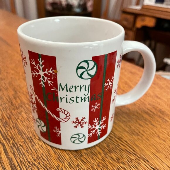 Merry Christmas Red/White/Green Coffee Cup Mug by Houston Harvest Gift Products - Picture 1 of 5